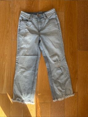 INC International Concepts - Light Blue Distressed Crop Straight-Leg Jeans